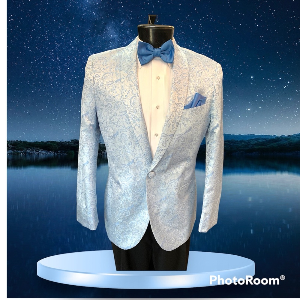 Elegant Blue Paisley Men's Blazer